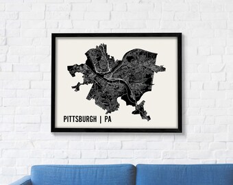 Pittsburgh Map | Pittsburgh Wall Art | Pittsburgh Neighborhood Print | Pittsburgh Art | Pittsburgh Poster | Pittsburgh Pennsylvania Wall Art