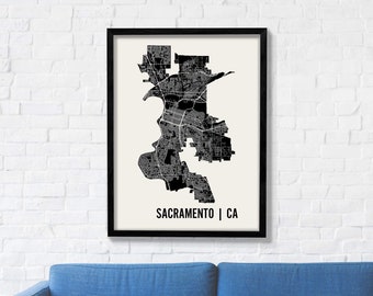 Sacramento Map | Sacramento Wall Art | Sacramento Neighborhood Print | Sacramento Art | Sacramento Poster | Sacramento California Wall Art