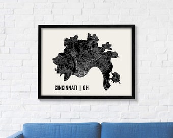 Cincinnati Map | Cincinnati Wall Art | Cincinnati Neighborhood Print | Cincinnati Art | Cincinnati Poster | Cincinnati Ohio Wall Art