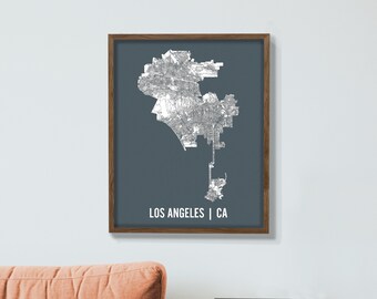 Los Angeles City Blueprint Map Poster, 16 x 20 Art Print of Los Angeles