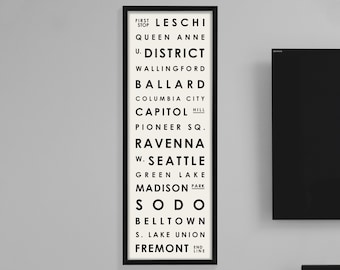 Seattle Typography | Seattle Neighborhood Print | Seattle Washington Art | Seattle Typography Wall Art | Seattle Neighborhood Poster