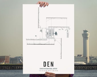Impresión artística de pared con el mapa del aeropuerto de Denver