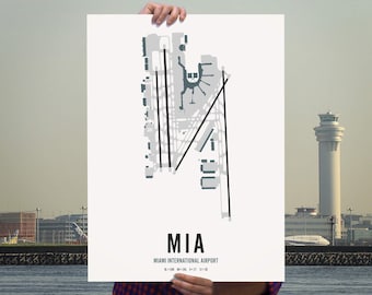Miami Airport Map Wall Art Print