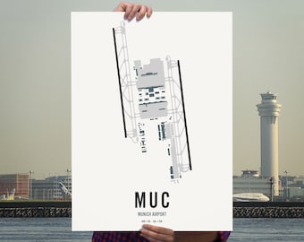 Munich International Airport Map Wall Art Print