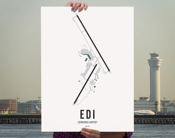 Edinburgh Airport Map Wall Art Print