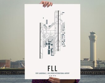 Fort Lauderdale Hollywood Airport Map Wall Art Print