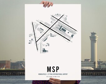 Minneapolis St Paul Airport Map Wall Art Print