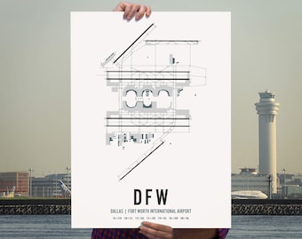 Dallas Fort Worth Airport Map Wall Art Print