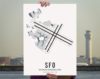 San Francisco Airport Map Wall Art Print