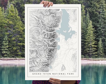 Grand Teton National Park Map Poster | National Park Art | Grand Teton Poster | Grand Teton Map | National Park Poster