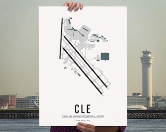 Cleveland Airport Map Wall Art Print