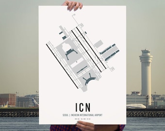 Seoul Incheon International Airport Map Wall Art Print