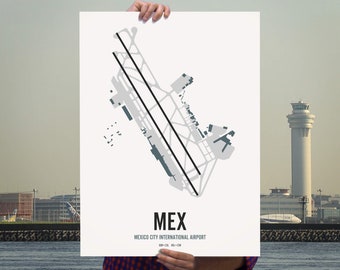 Mexico City Airport Map Wall Art Print