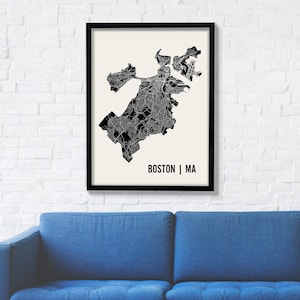 Boston Map | Boston Wall Art | Boston Neighborhood Print | Boston Art | Boston Poster | Boston Massachusetts Wall Art | Boston Map Art