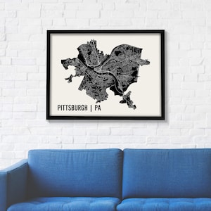 Pittsburgh Kaart | Pittsburgh Kunst aan de muur | Pittsburgh Buurt Print | Pittsburgh Kunst | Pittsburgh Poster | Pittsburgh Pennsylvania Kunst aan de Muur