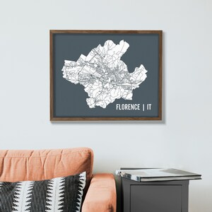 Florence City Blueprint Map Poster, 16 x 20 Art Print of Florence