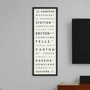 Baltimore Typography | Baltimore Neighborhood Print | Baltimore Maryland Art | Baltimore Typography Wall Art | Baltimore Neighborhood Poster