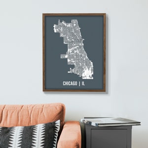 Cartel del mapa del plano de la ciudad de Chicago, 16 x 20 impresión de arte de Chicago