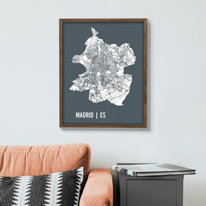 Madrid City Blueprint Map Poster, 16 x 20 Art Print of Madrid