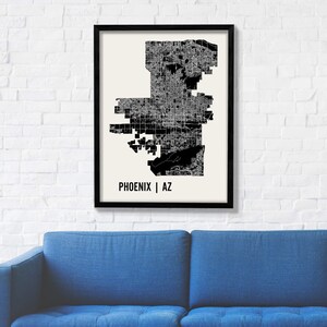 | de carte Phoenix | d’art mural phoenix | d’impression du quartier de Phoenix | d’art de Phoenix | d’affiches Phoenix Phoenix Arizona Wall Art