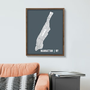 Cartel del mapa de Manhattan City Blueprint, impresión de arte de 16 x 20 de Manhattan