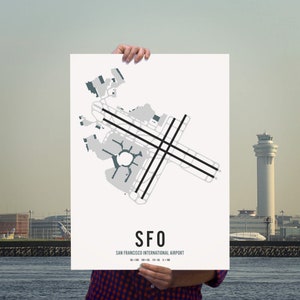 San Francisco Airport Map Wall Art Print