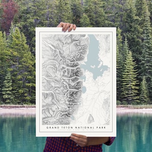 Grand Teton National Park Map Poster | National Park Art | Grand Teton Poster | Grand Teton Map | National Park Poster