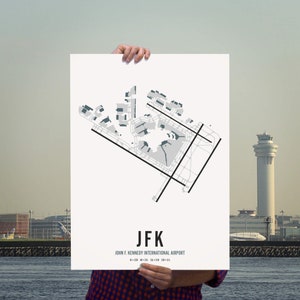 John F Kennedy New York City Airport Map Wall Art Print