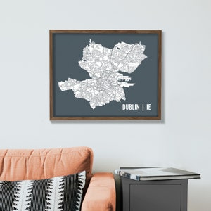 Dublin City Blueprint Map Poster, 16 x 20 Art Print of Dublin