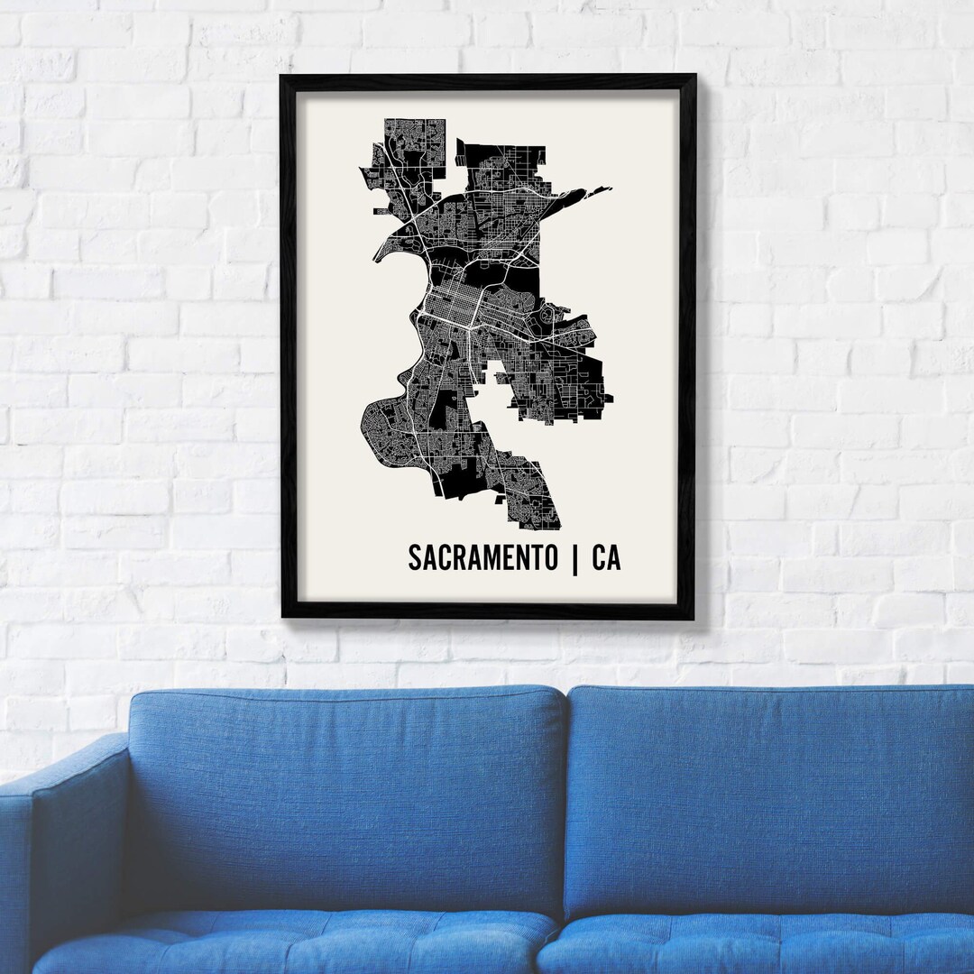 Sacramento Map Sacramento Wall Art Sacramento Neighborhood Print