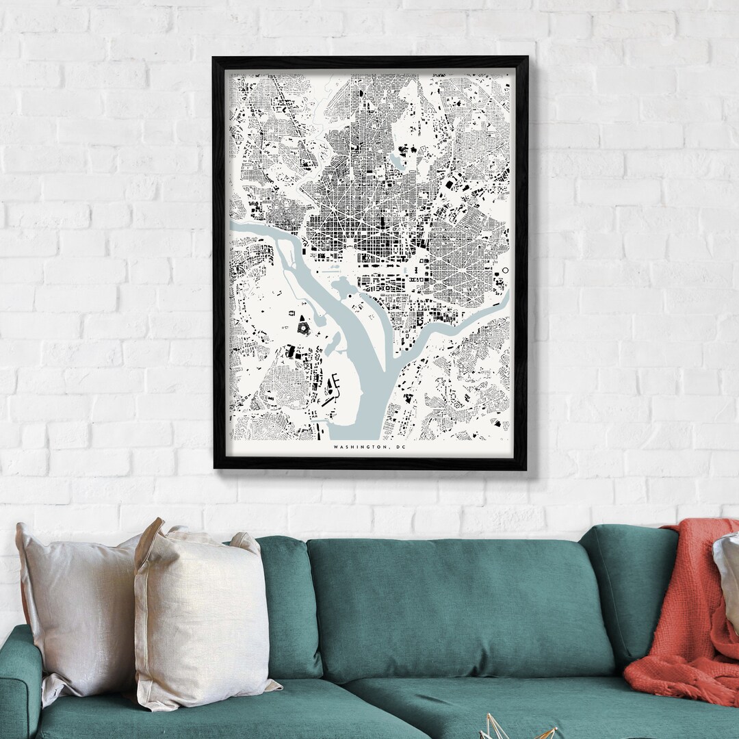 Washington DC Map Washington DC Map Print Washington DC Map Wall Art