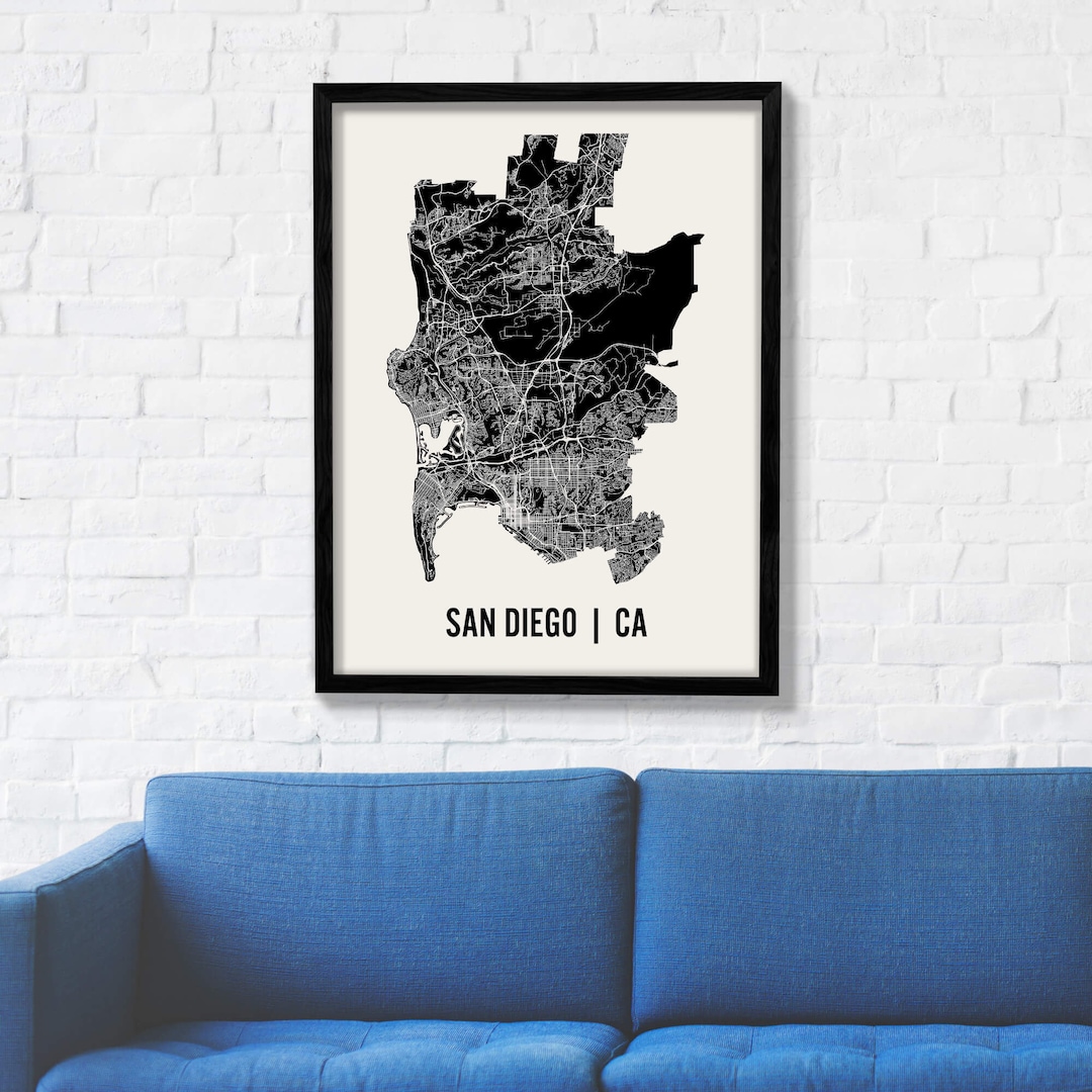 San Diego Map San Diego Wall Art San Diego Neighborhood Print San Diego
