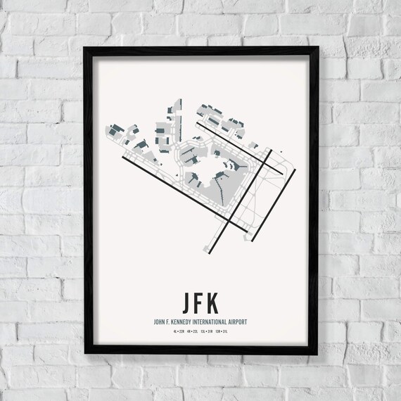 John F.Kennedy New York City Airport Karte Wand Kunstdruck - Etsy Schweiz | Poster