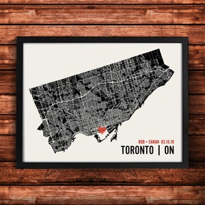 Personalized Toronto City Map Art Print - Custom Run Modern Wall Poster - Wedding or Housewarming Gift