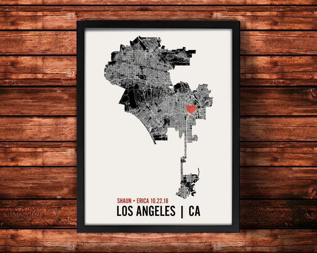 Personalized Los Angeles City Map Art Print - Custom Run Modern Wall ...