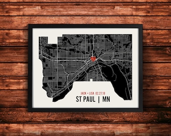 Personalized St Paul City Map Art Print - Custom Run Modern Wall Poster - Wedding or Housewarming Gift