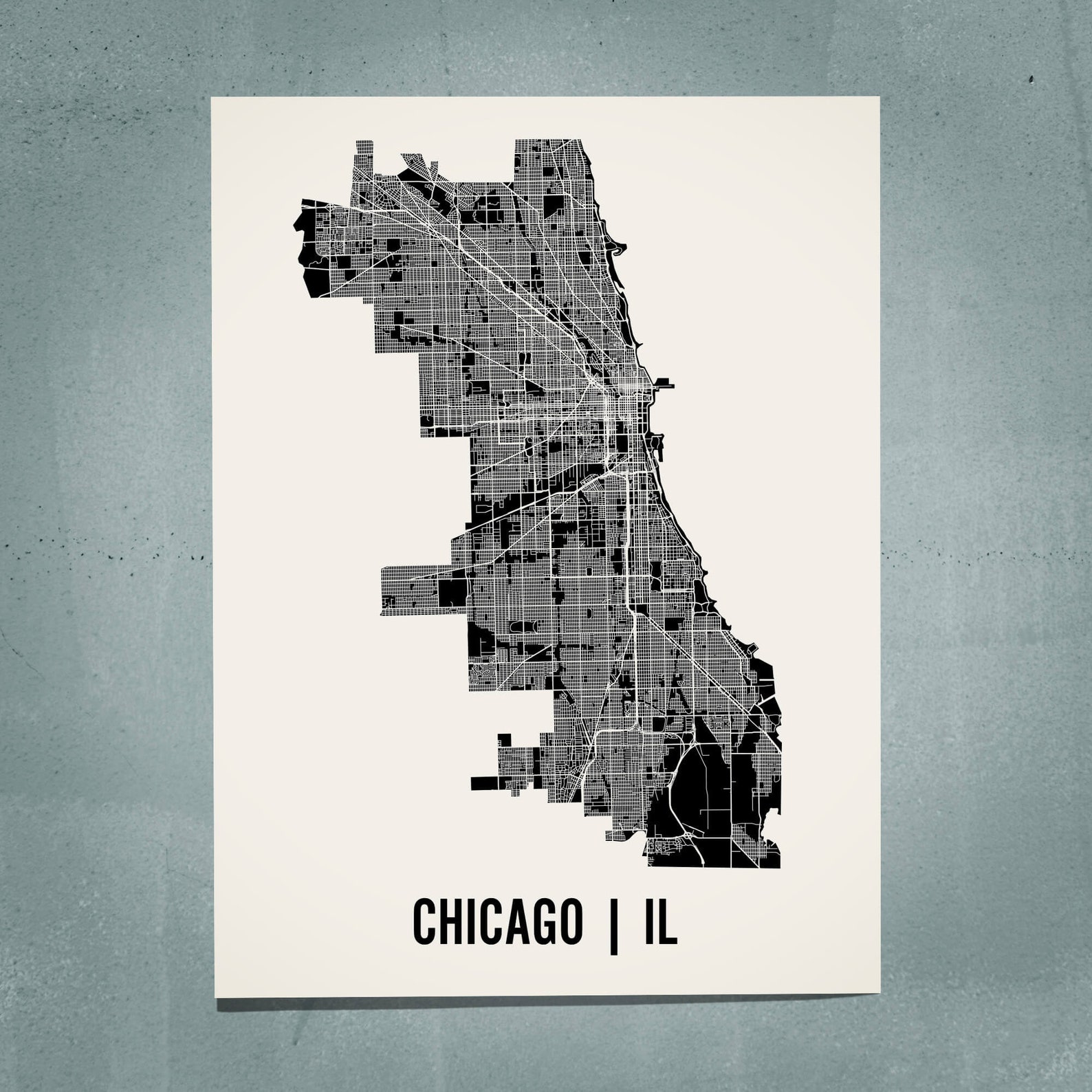 Chicago Map Chicago Wall Art Chicago Neighborhood Print Etsy