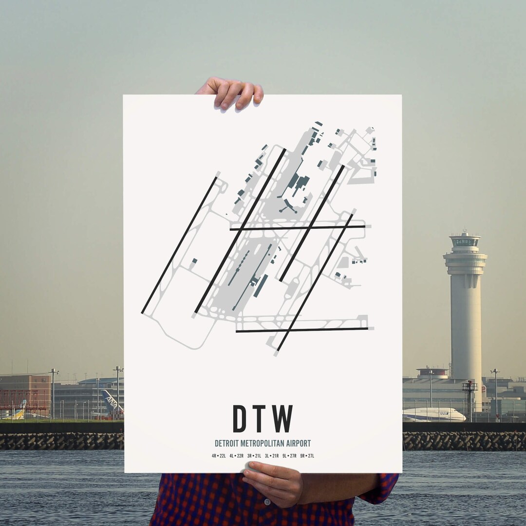 Detroit Metropolitan Airport Map Wall Art Print - Etsy