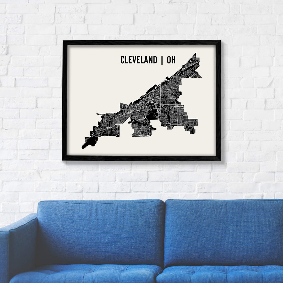 Cleveland Map Cleveland Wall Art Cleveland Neighborhood Print Cleveland