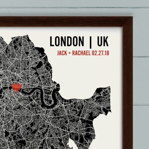 Personalized London City Map Art Print Custom Run Modern Wall Poster Wedding or Housewarming Gift image 3