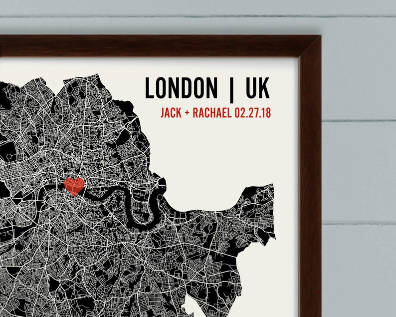 Personalized London City Map Art Print Custom Run Modern Wall Poster Wedding or Housewarming Gift image 3