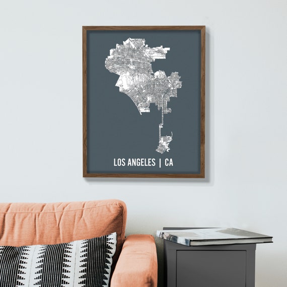 Los Angeles City Map Art Print Modern Minimalist Map Poster of Los ...