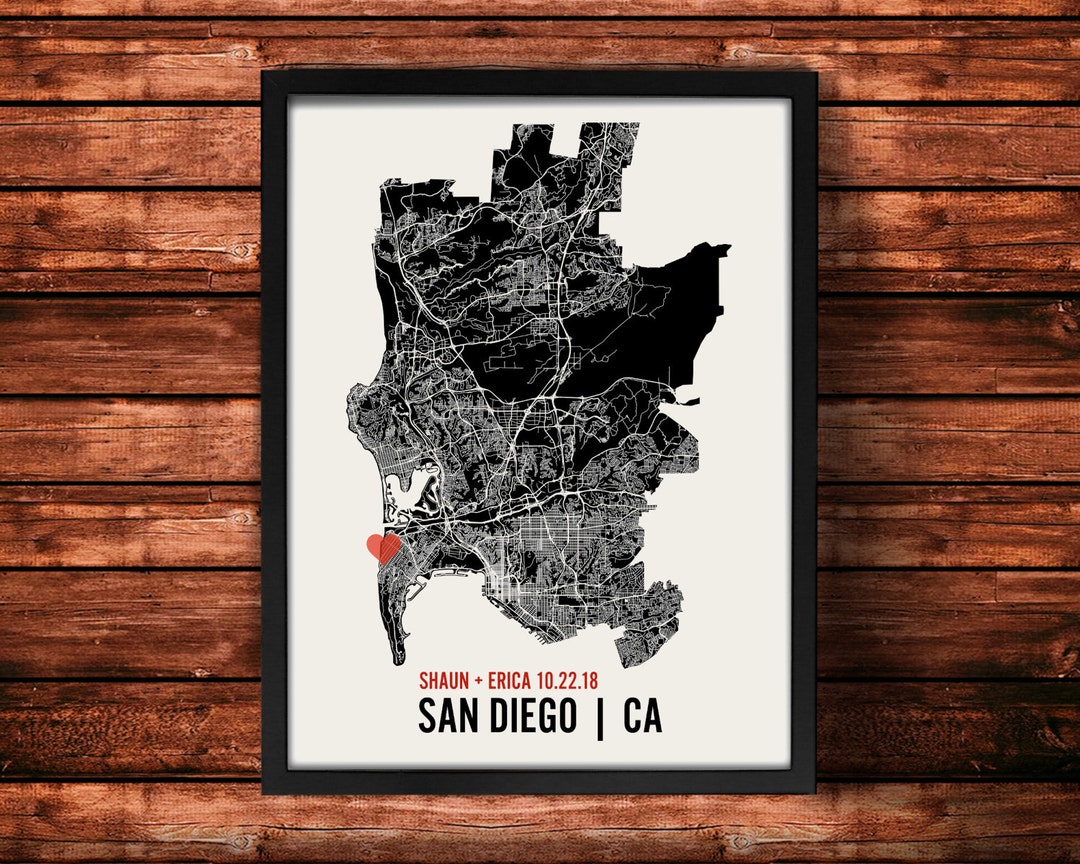 Personalized San Diego City Map Art Print - Custom Run Modern Wall ...