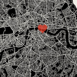 Personalized London City Map Art Print Custom Run Modern Wall Poster Wedding or Housewarming Gift image 4