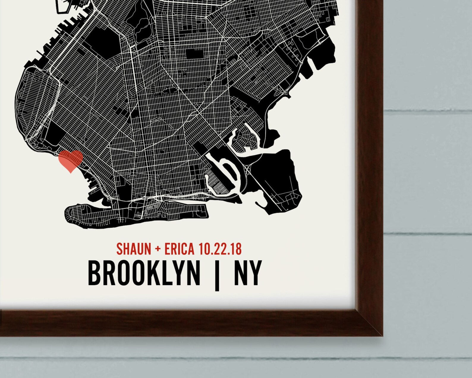 Personalized Brooklyn City Map Art Print - Custom Run Modern Wall ...