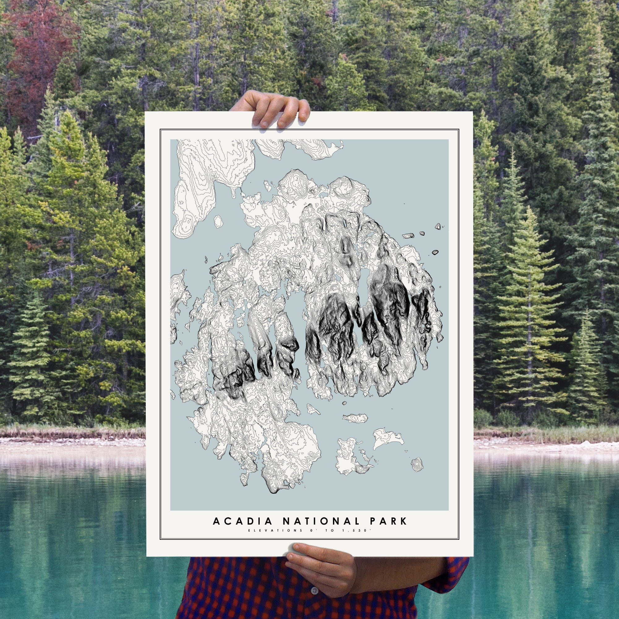 Acadia National Park Map Poster Modern Minimalist | Etsy