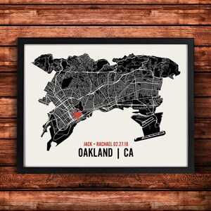 Personalized Oakland City Map Art Print - Custom Run Modern Wall Poster - Wedding or Housewarming Gift