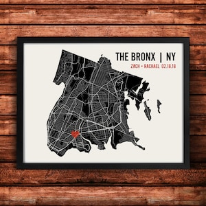 Personalized Bronx City Map Art Print - Custom Run Modern Wall Poster - Wedding or Housewarming Gift