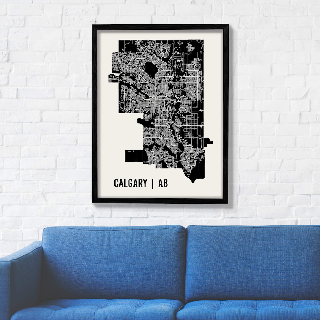Calgary Map Calgary Wall Art Calgary Neighborhood Print Etsy