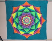 One of a Kind Mandala Tie Dye Tapestry 52in by 52in with hanging eyelets
